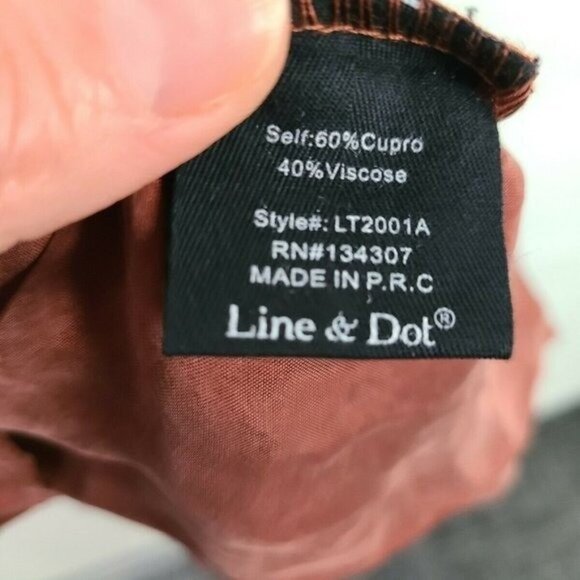 Line & Dot Woment Top Small Brown Button Up Long Sleeve Minimalist Shirt - Picture 7 of 8